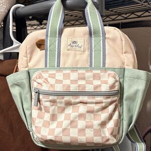 Itzy Ritzy Checkerboard Canvas Backpack in Pink, Mint & Cream